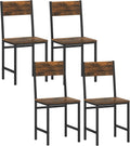 COSTWAY Dining Chairs Set of 4, Industrial Farmhouse Armless Side Chairs with Rustic Wood & Metal Frame, Wide Comfy Seat & Slanted High Back for Dining Room, Kitchen, Office, Restaurant