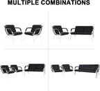 kinbor Waiting Room Chairs Office Bench - Black PU Leather Airport Seating Reception Chairs with Armrest for Waiting Room Office Bank Salon