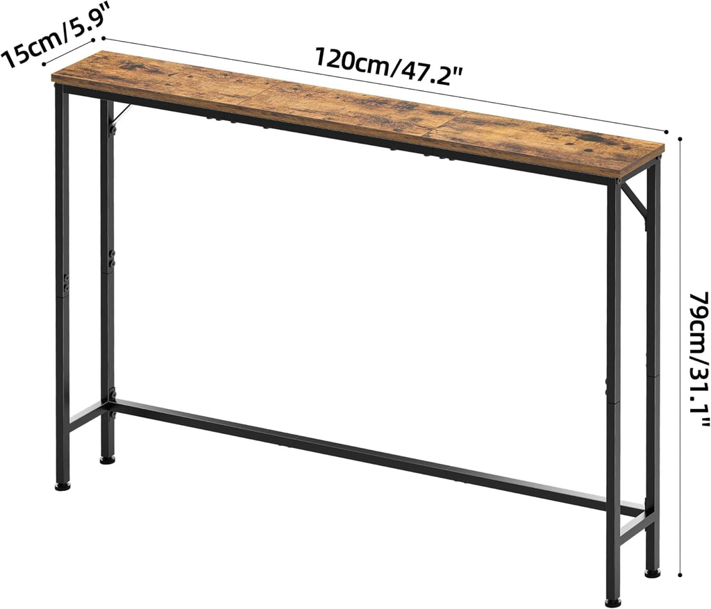 47.2" Console Table, Narrow Entryway Table, Skinny Sofa Table, Behind CouchTable, Long Skinny Table, DisplayTable for Entryway, Living Room, Foyer, Corridor, Office, Rustic Brown