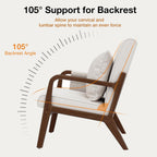 HOMMPA Mid-Century Modern Accent Chair Set of 2, Comfy Reading Armchair with Solid Wood Frame & Lumbar Pillow, Upholstered Linen Lounge Chair with Side Pocket for Living Room, Bedroom,Balcony(Beige)