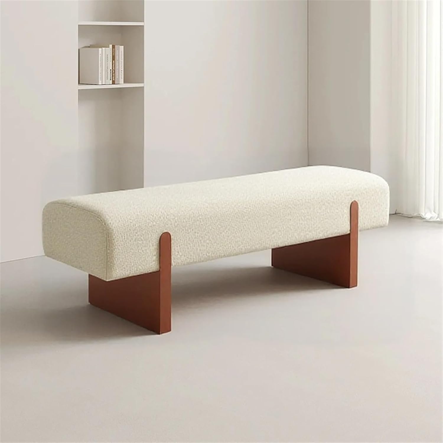 Modern Wooden Bed end Bench Dining Table Upholstered Shoe Changing Dressing Room Rest Area Entryway(Small)