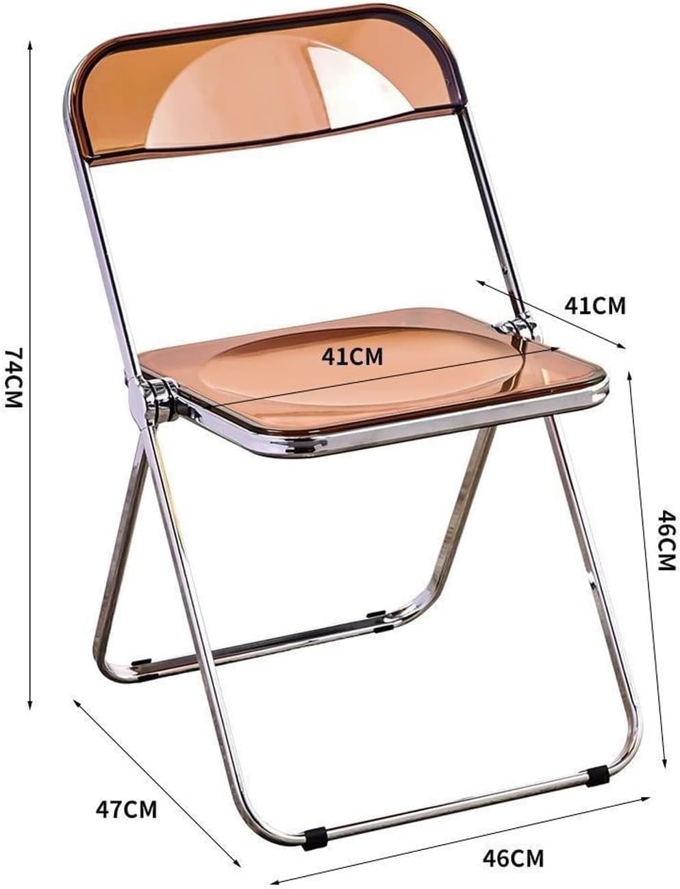 Acrylic Folding Chair with Electroplated Frame Multi Purpose Transparent Chair for Living Room Dining Room(Clear)