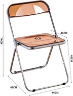 Acrylic Folding Chair with Electroplated Frame Multi Purpose Transparent Chair for Living Room Dining Room(Clear)