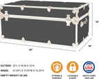 Rhino Trunk & Case Large Armor Camp Trunk with Removeable Wheels - Secure Dorm Storage Chest, Ideal Summer Camper Footlocker, Strong College Trunks - Seats 1000+ Pounds - 32"x18"x14" (Slate)