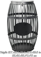 Metal Barrel Side Table with Storage, Wine Cork Holder Display, Whiskey Barrel Table for Living Room, Bedroom, Bar(23.6in)