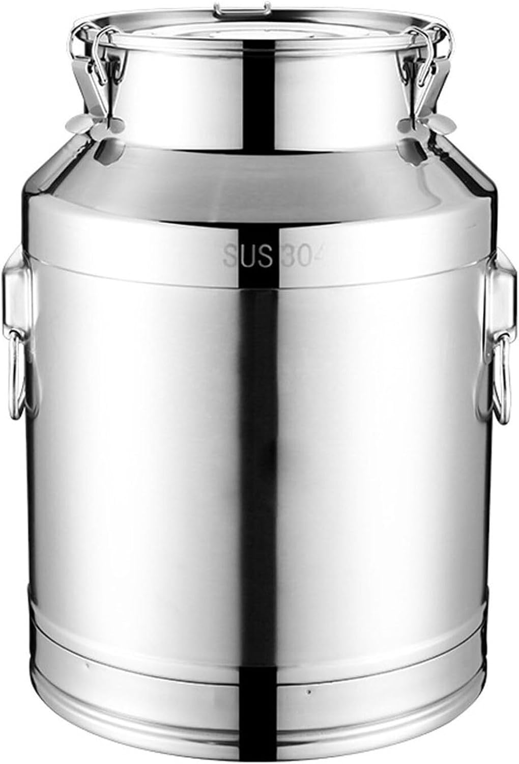Milk Can Thickened 304 Stainless Steel Wine Pail Bucket Heavy Duty Liquid Storage Barrel Transport Cans Tote Jug with Sealed Lid(12.68Gal/48L)