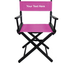 TLT 18" Table Height Folding Director’s Chair – Black Frame – Personalized/Imprinting – Contemporary Style - Pink Canvas