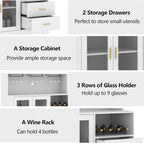 Bar Cabinet for Home with LED Light, Coffee Bar Cabinet with Wine & Glass Rack, Wine Cabinets with Storage Cabinet &Drawers, Modern Liquor Cabinets for Kitchen, Living Room, Dining Room (White)