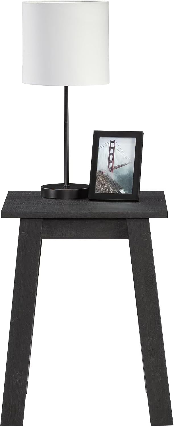 Side Table in Black, Wood End Table for Living Room, Bedroom, Hallway, Modern Style with Spacious Top Surface