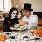 Vellibring 150 PCS Halloween Mini Skull Heads Decoration, Plastic Miniature Decorative Skulls Halloween DIY Resin Skeleton Head Figurines for Halloween Vase Filler Trick Party Table Decor