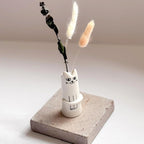 MOUGIGI Set of 5 Cat Flower Vase Bud Ceramic Small Cute Mini Handmade Decor - Unique Modern Tiny Wedding Party Birthday Gift - Bulk Trendy Pretty Little Vases
