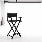 30'' Aluminum Tall Directors Chair, Portable Makeup Chair for Makeup Artist, Makeup Chair Teachers Chair Only 10.15LB, Black