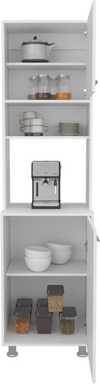 21.4" D*19.7" W*78.7" H Corner Kitchen Pantry with 3 Shelves, 2 Single Doors, Sliver Legs, Rectangular Storage Cabinet, Modern Minimalist, for Living Room, Dining Room, White