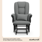 Storkcraft Tuscany Glider with Ottoman (Black/Gray) — GREENGUARD Gold Certified, Bonus Lumbar Cushion Included, Solid Wood Base, Smooth Motion, Award-Winning Nursery Rocking Chair, Glider and Ottoman
