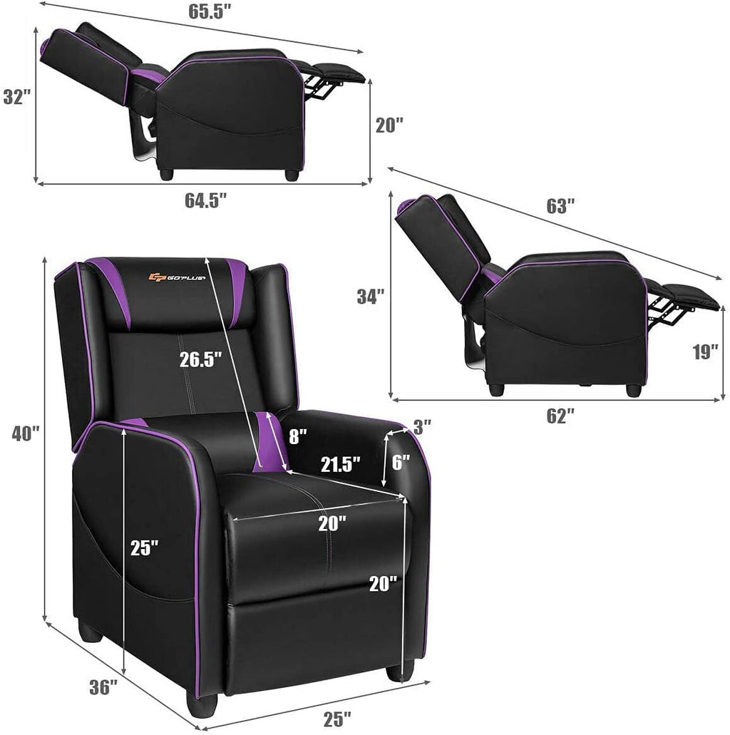 Massage Gaming Recliner Chair, Purple