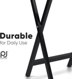 PJ Wood 2-Pack Folding TV Tray Set, Black - Collapsible Portable Snack Serving Tables, Home Furniture for Living Room, Bedroom, and Kitchen