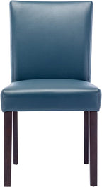 Watson & Whitely Dining Chairs Set of 6, Faux Leather Upholstered Armless Dining Room Chairs with Solid Wood Legs & Back Side Chair for Kitchen, Living Room, Restaurant, Blue