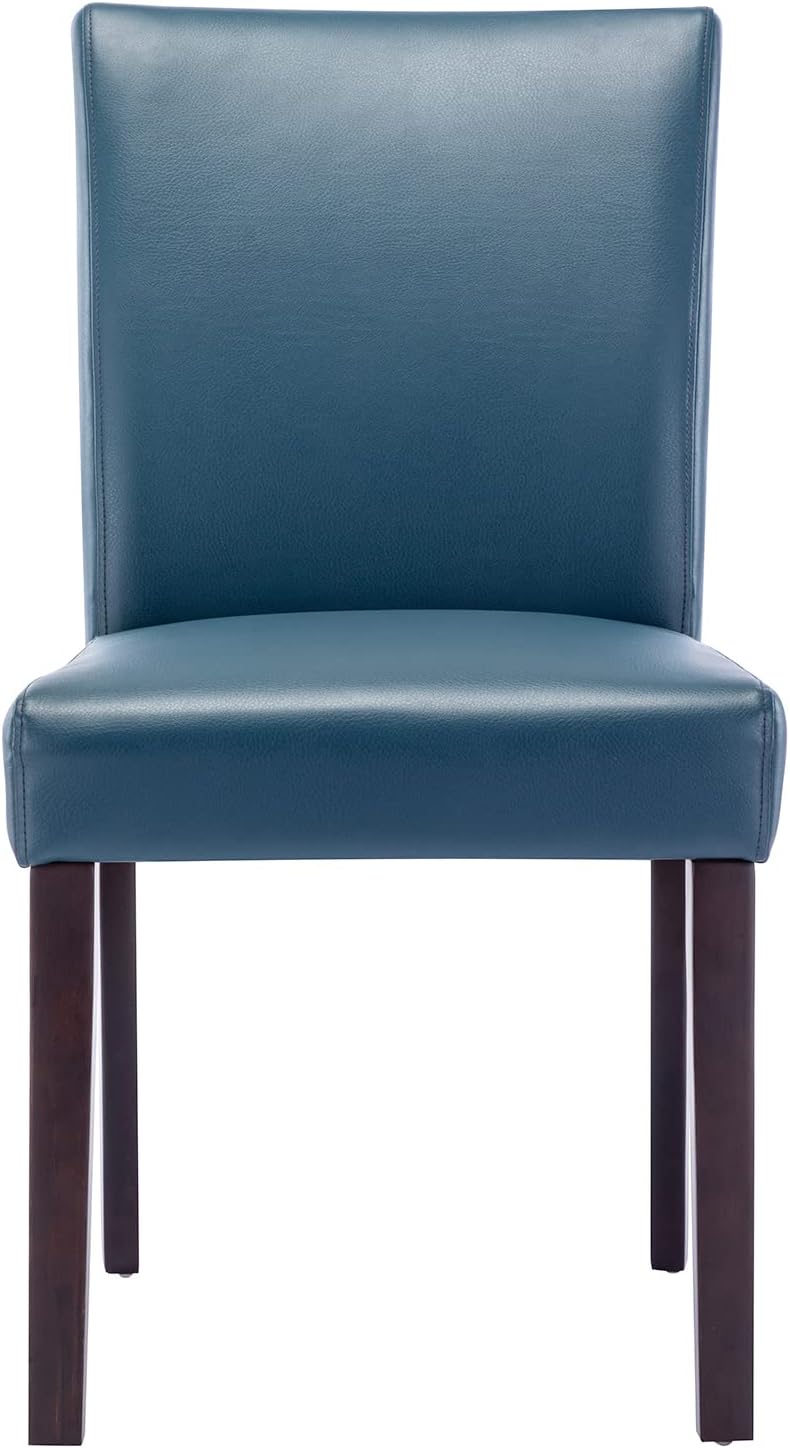 Watson & Whitely Dining Chairs Set of 6, Faux Leather Upholstered Armless Dining Room Chairs with Solid Wood Legs & Back Side Chair for Kitchen, Living Room, Restaurant, Blue