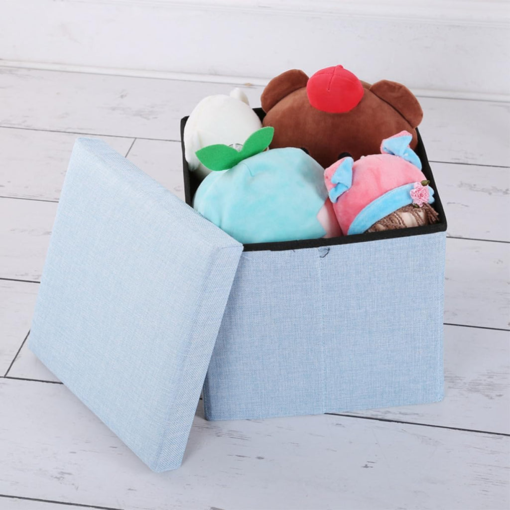 Garneck Folding Cloth Storage Stool Sky-Blue Multifunctional Footstool with High Bearing Capacity and Household Sundries Organizer for Playroom Nursery Closet Seating and Storage
