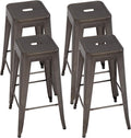 FDW Metal Bar Stools Set of 4 Counter Height Bar Stool 30 Barstools Industrial Patio Stool Stackable Stool Modern Backless Indoor/Outdoor Metal Bar Kitchen Counter Stools Chairs