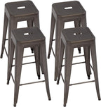 FDW Metal Bar Stools Set of 4 Counter Height Bar Stool 30 Barstools Industrial Patio Stool Stackable Stool Modern Backless Indoor/Outdoor Metal Bar Kitchen Counter Stools Chairs
