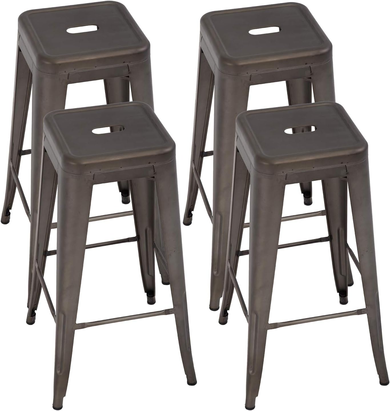 FDW Metal Bar Stools Set of 4 Counter Height Bar Stool 30 Barstools Industrial Patio Stool Stackable Stool Modern Backless Indoor/Outdoor Metal Bar Kitchen Counter Stools Chairs