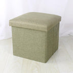 Small Storage Ottoman Foldable Cube Stool,Square Foot Rest Stool for Living Room Bedroom,Toy Box Storage Chest Collapsible Padded Seat Ottoman (Green,19x12x12inch)