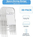 White Folding Chairs 10 Pack, Back Padded Folding Chairs with Cushion, Steel Frame, Portable Stackable Commercial Seat, Chairs for Party Events Office Birtydayt Wedding Indoor Outdoor