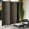 Poly Rattan Room Divider 6 Panels Gray, Privacy Screen with Powder-Coated Steel Frame, Foldable Partition for Indoor Outdoor Use, Blocks Sunlight