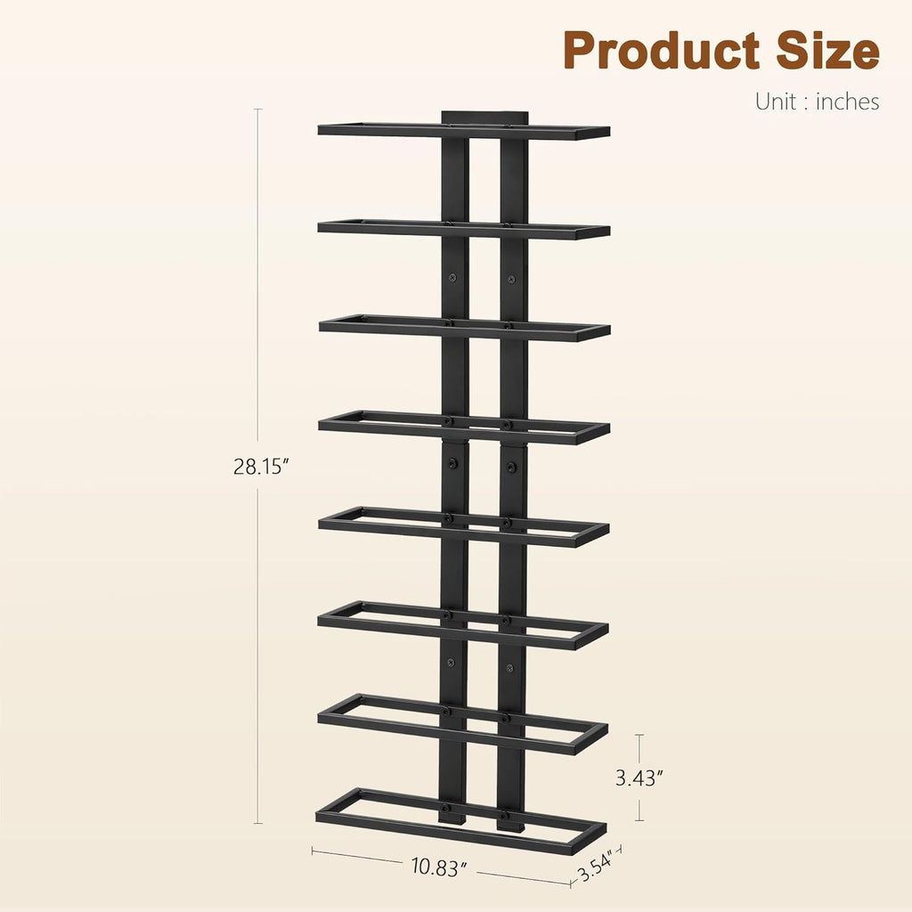 Hoctieon 8 Tier Wall Mount Wine Rack, Wall Racks for Wine Bottles Display and Storage, Hanging Bottle Organizer for Living Room, Dining Room, Wine Cellar, Bar, Black