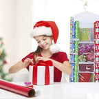 Wrapping Paper Storage Hanging Over the Door Gift Wrap Organizer Double Sided Front and Back Pockets Store Gift Wrap Gift Bags Ribbon Bows Accessories 40”x17” Fits Long 40 Inch Rolls (White)