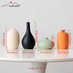 Set of 4 Small Matte Ceramic Vases - Modern & Bohemian Decor for Home, Office, Shelve, Living Room Table, Mantel, Bedroom, Entryway, Rustic Farmhouse Decorative Vases & More（Hademade