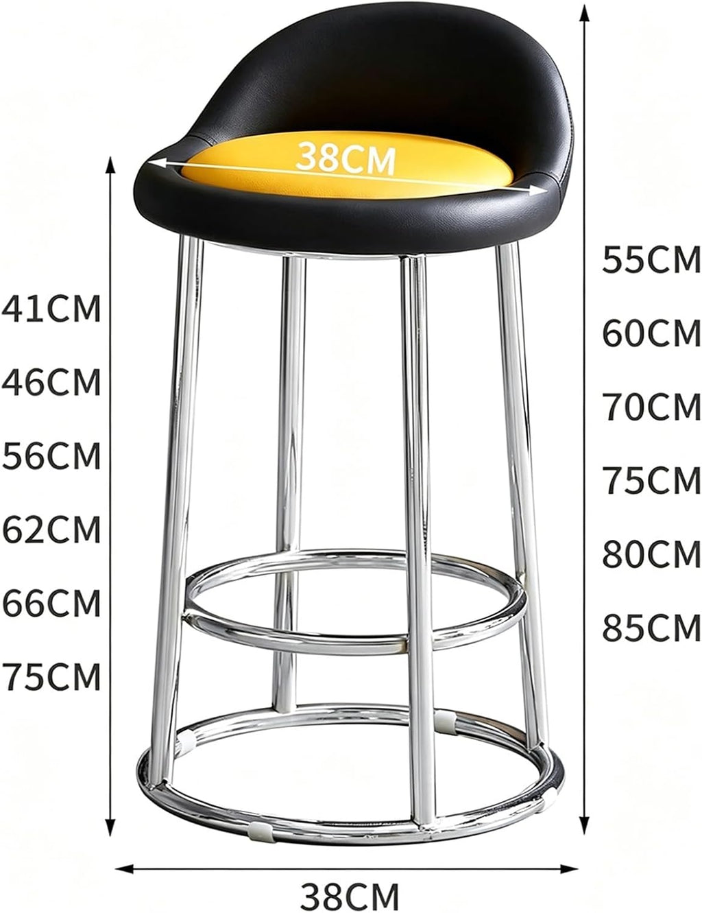 Metal Bar Stools, Office Guest Chair, Kitchen Bar Stools, Comfortable Cushion, Durable Steel Frame, for Pub Coffee Home Dinning Kitchen Island(White,High 80CM)