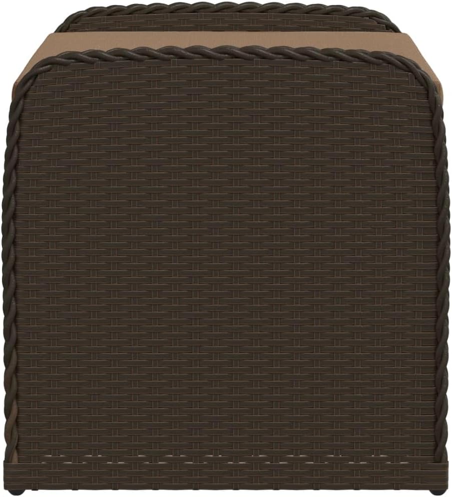 Brown PE Rattan Outdoor Storage Bench, Weatherproof Patio Furniture with Cushion, Garden Deck Box for Porch, 242.5 lbs Capacity Bench Seating