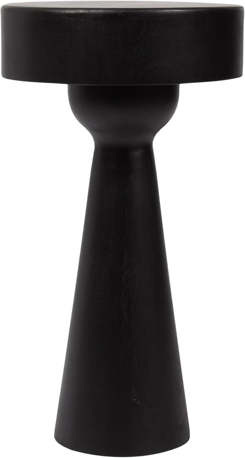 Kate and Laurel Solbrett Modern Sophisticated Round Side Table, 12 x 12 x 22, Black, Sculptural Living Room End Table with Unique Pedestal Table Design for Use as Bedroom Nightstand