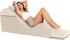 Avana Kami Convertible Chaise/Bed Bench for Yoga & Massage - 2-in-1 End of Bed Ottoman with Concealed Fold Out Yoga Lounge Chair, 18" Wide, Microvelvet Bone Ivory