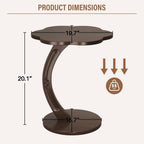 Uniclinens C-Shaped Solid Wood Round End Table - Side Table for Couch, Sofa Tables Slide Under Couch for Living Room, Small Nightstand for Small Space, Dark Walnut