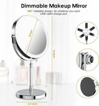 DEIOVWXS Makeup Mirror, 3000mAh Rechargeable Double-Sided Magnifying Vanity Mirror with 3 Colors, 1X/10X, Adjustable Brightness, Gift for Mom, Mothers Day, Women, Wife, Girls, Dorm Room Essential