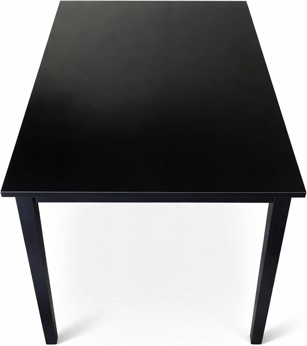 Modern 43.3 Inch Rectangular Dining Table, Black Finish Solid Rubberwood