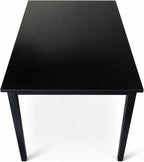 Modern 43.3 Inch Rectangular Dining Table, Black Finish Solid Rubberwood