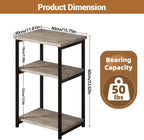 Garvee 3 Tier End Table, Tall Side Table with Storage, Telephone Tables with Metal Frame Small Nightstand for Small Spaces for Living Room Bedroom Sofa Couch Hall Easy Assembly Gray