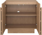 Nathan James Iris Mid-Century Modern Credenza, Brown TV Stand, Living Room Wood Storage Cabinet with Arched Cabinet Doors, Raw Oak, Set of 3