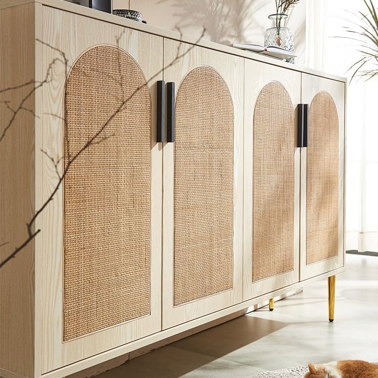 Entryway Cabinet Rattan Wooden Dining Sideboard Storage Cabinet Simple Storage Cabinet Living Room Wall Storage Cabinet Sideboard Storage Cabinet