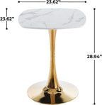 Square Kitchen & Dining Table 24", Modern Small Bistro Table with Sturdy Metal Pedestal Base, Space Saving Accent Side Table for Kitchen Living Room Home Office,Golden