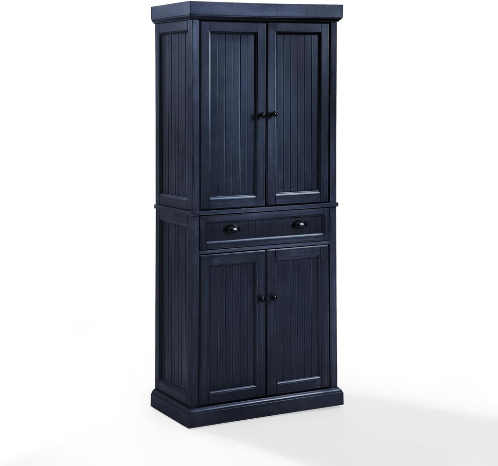 Maykoosh Kitchen Pantry Cabinet - 30" Wide Storage - Distressed Navy - 2 Door