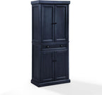Maykoosh Kitchen Pantry Cabinet - 30" Wide Storage - Distressed Navy - 2 Door
