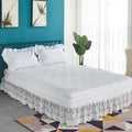 White Lace Bed Skirt for Full Bed - 15in. Drop, Easy Fit Ruffle Bedskirt Wrap Around Bed Skirt, Anti Wrinkle & Fade Resistant