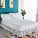 White Lace Bed Skirt for Full Bed - 15in. Drop, Easy Fit Ruffle Bedskirt Wrap Around Bed Skirt, Anti Wrinkle & Fade Resistant