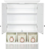 Modern Bathroom Storage Cabinet, 2 Doors 2 Adjustable Shelf + 3 Christmas Style Storage Basket,for Kitchen Home