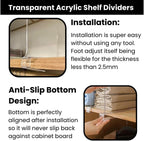 Acrylic Shelf Dividers 8 Pack – Heavy Duty Clear Shelf Dividers for Closets, Cabinets & Shelves – Closet Dividers for Clothing, Handbags & Home Organization
